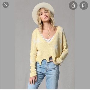 PAIGE distressed star sweater NWT